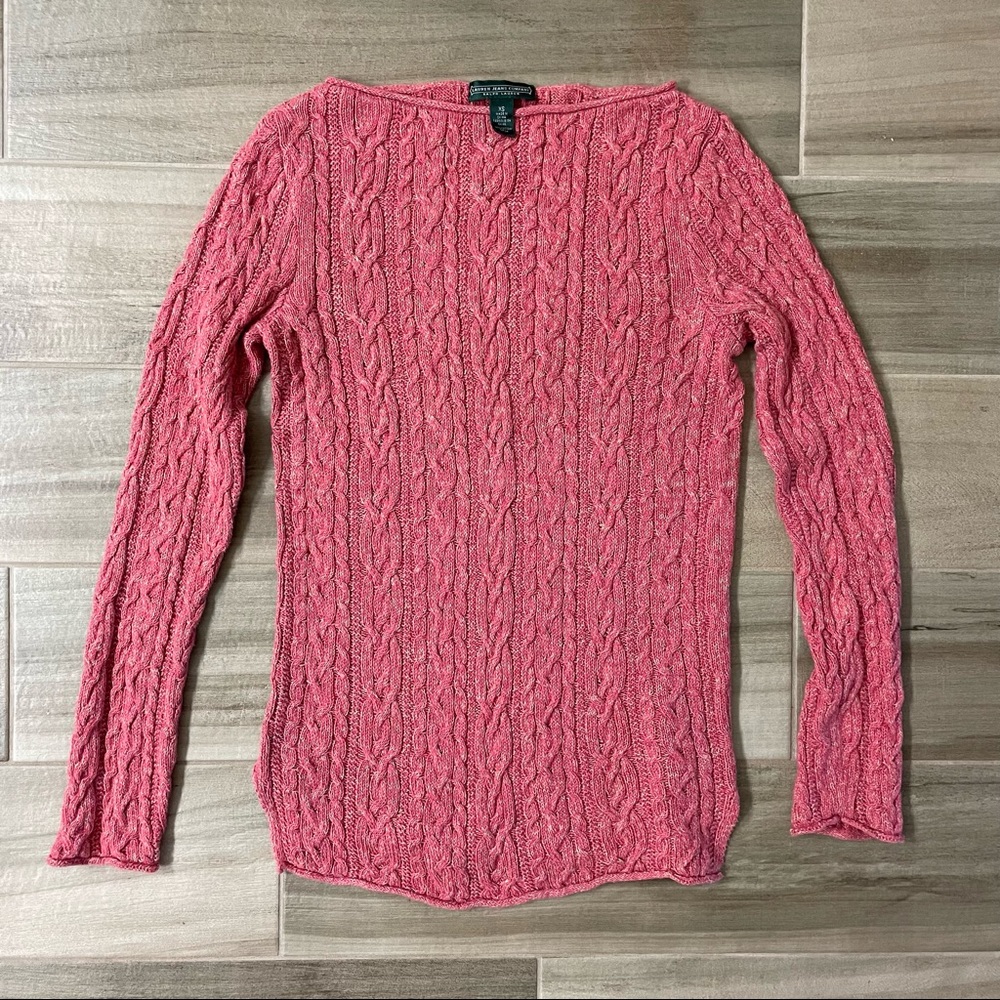 Ralph Lauren Marled Raspberry Cable-knit Sweater